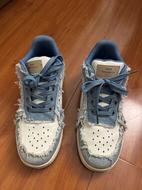 Light Blue Denim & White Low-Top Sneakers